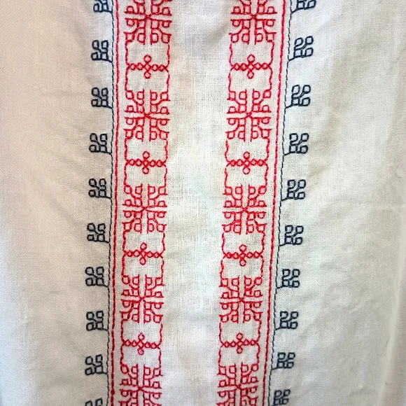 Old Navy White Red and Navy Blue Spaghetti Strap Linen Dress Size S - Picture 5 of 9